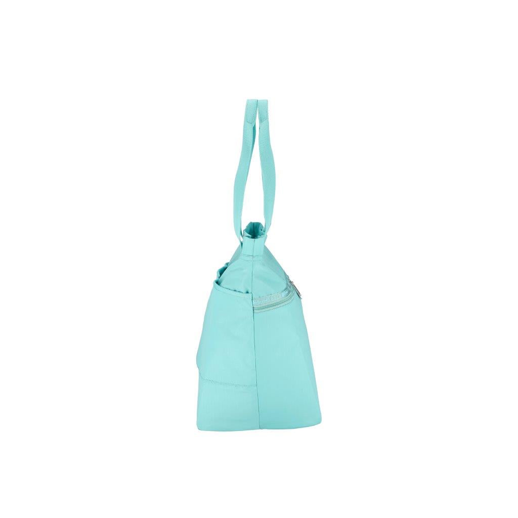 Carlin Zip Top Tote Bag Pale Turquoise