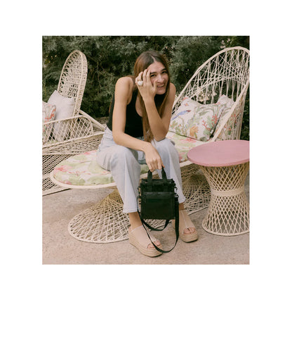 Mini N/S Tote Black Shine