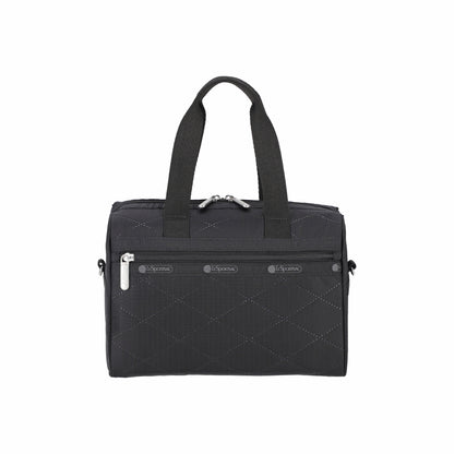 Everyday Small Satchel Black Cross Deboss