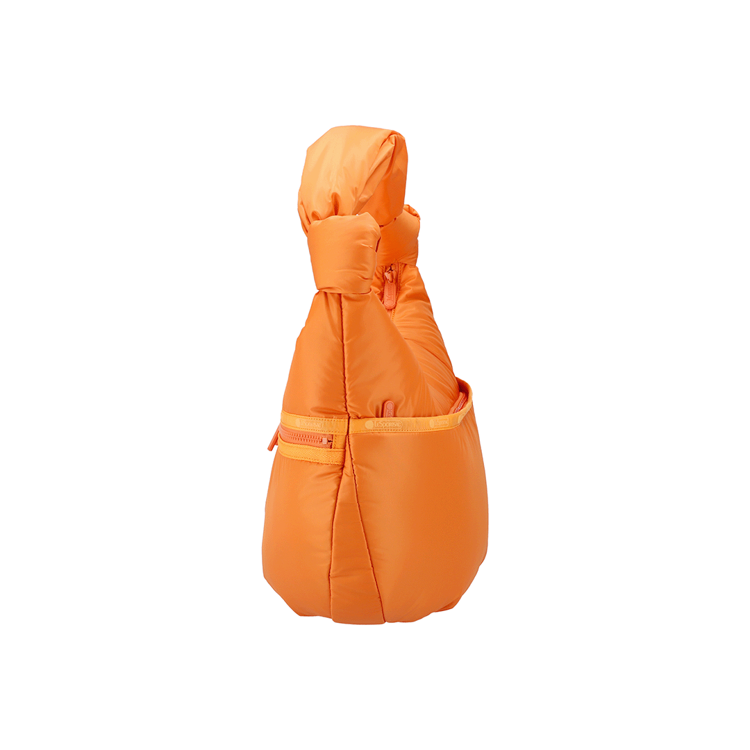 Orange Harvest Sheen Zip Hobo Bag