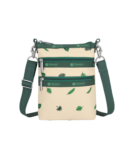 3 Zip Crossbody Tropical Palm Embroidery