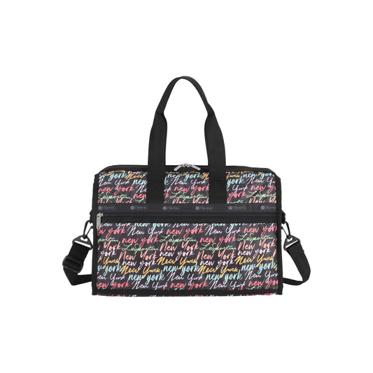 Deluxe Medium Weekender Nyc Script Black