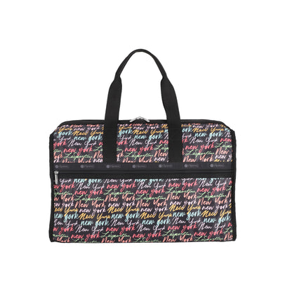 Deluxe Large Weekender Nyc Script Black