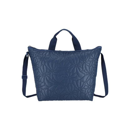 Deluxe Easy Carry Tote Navy Quilted Blooms