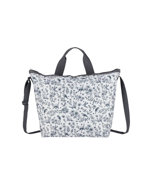 Floral Birds And Cats Deluxe Easy Carry Tote