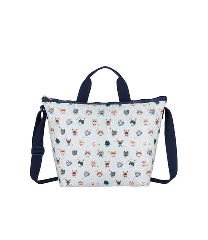 Deluxe Easy Carry Tote Playful Cats Sky Blue