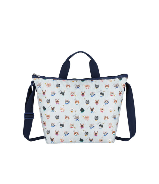 Deluxe Easy Carry Tote Playful Cats Sky Blue