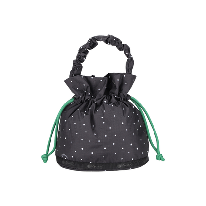 Gather Handle Drawstring Crossbody Bliss Dot/Green Cord