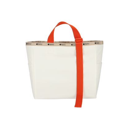 Large Handle Adjustable Tote Meringue/Mandarin Webbing
