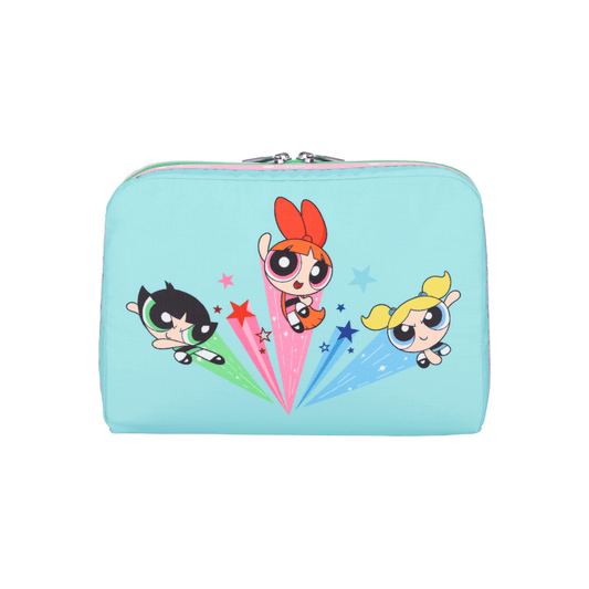 LeSportsac x Powerpuff Girls Extra Large Rectangular Cosmetic Pink/Mint