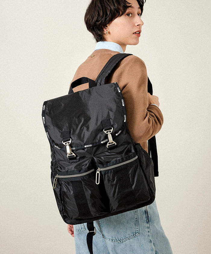 True Black C Modern Flap Backpack