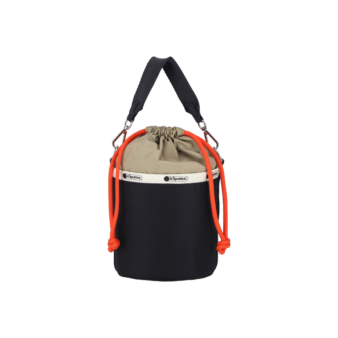 Small Drawstring Bucket Deep Sea Beige/Mandarin Cord