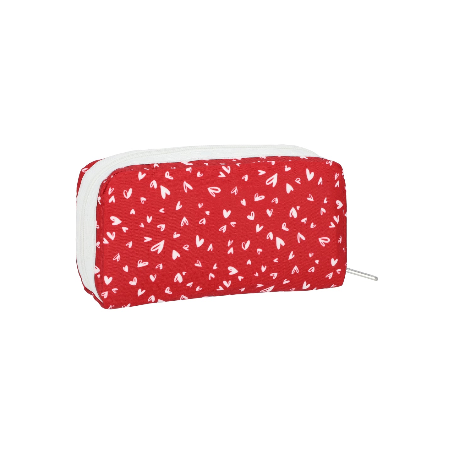 Rectangular Cosmetic Red Mini Hearts White