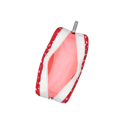 Rectangular Cosmetic Red Mini Hearts White