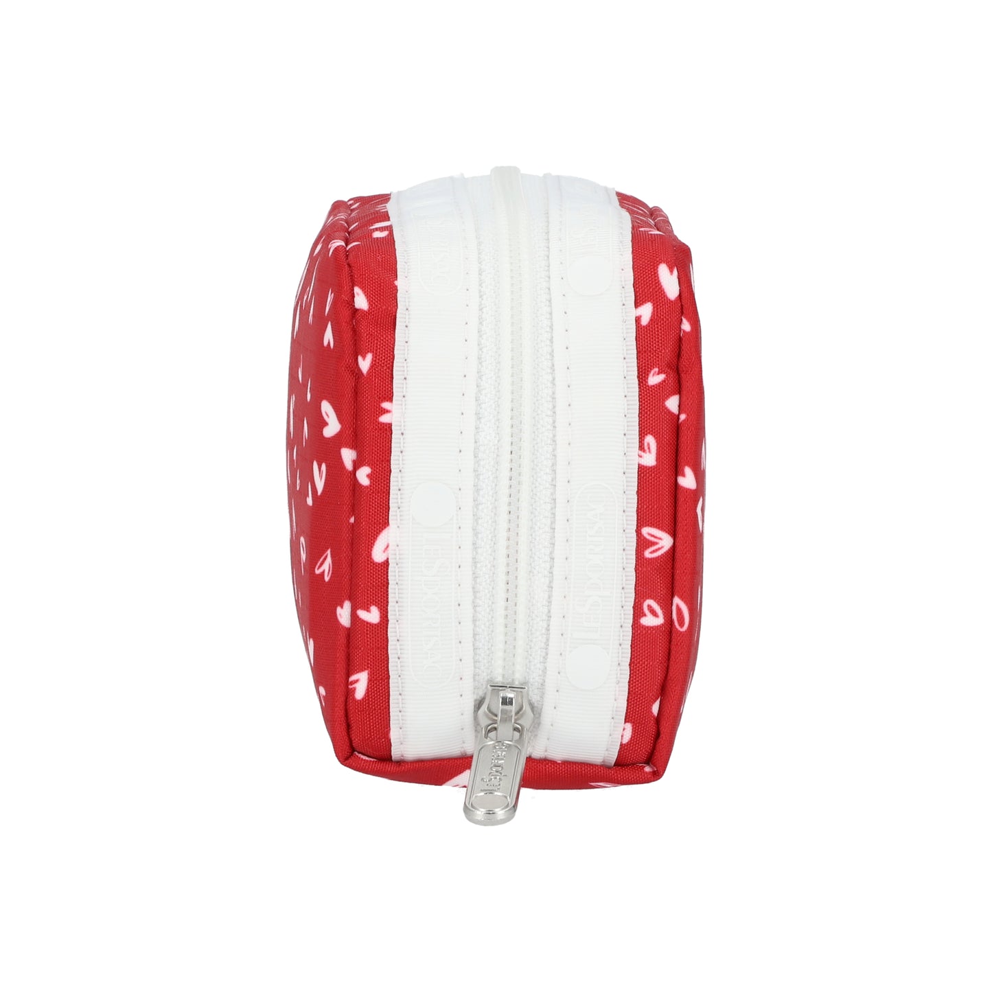 Rectangular Cosmetic Red Mini Hearts White