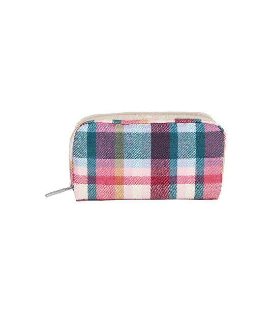 Pink Plaid Rectangular Cosmetic