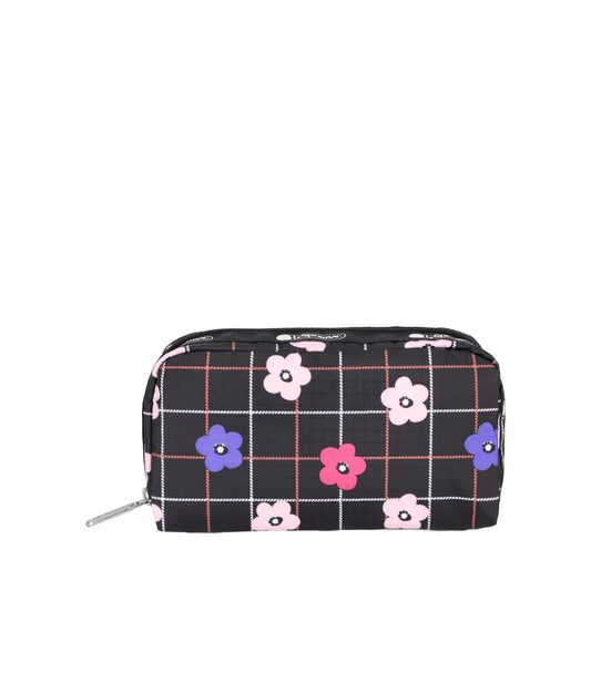 Rectangular Cosmetic Floral Plaid