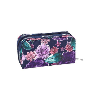 Rectangular Cosmetic Painted Blooms Navy