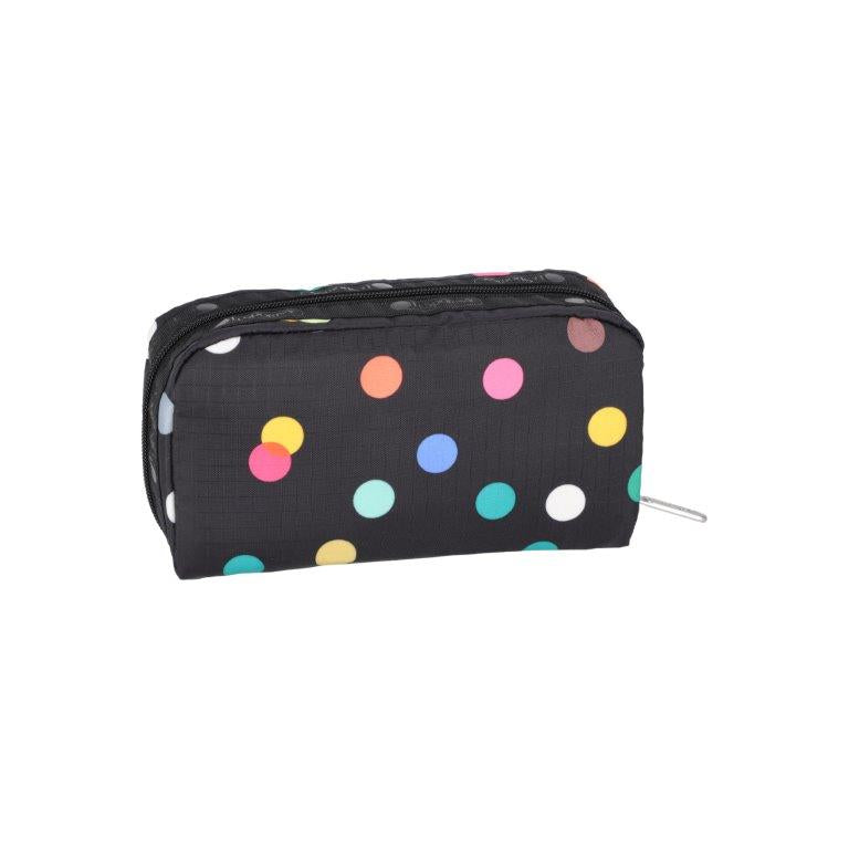 Rectangular Cosmetic Multicolor Dots Black