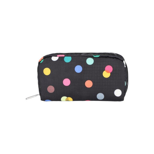 Rectangular Cosmetic Multicolor Dots Black