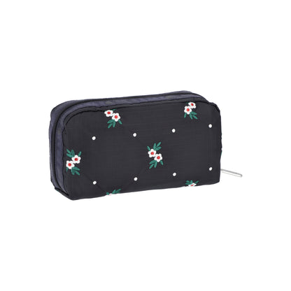 Rectangular Cosmetic Floral Lattice Embroidery