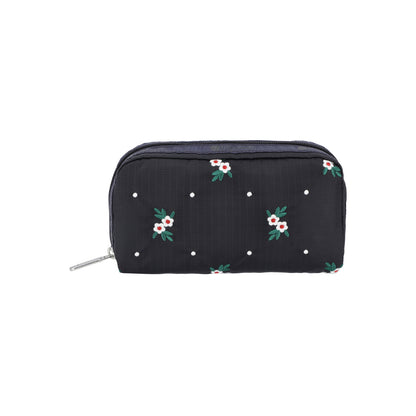 Rectangular Cosmetic Floral Lattice Embroidery