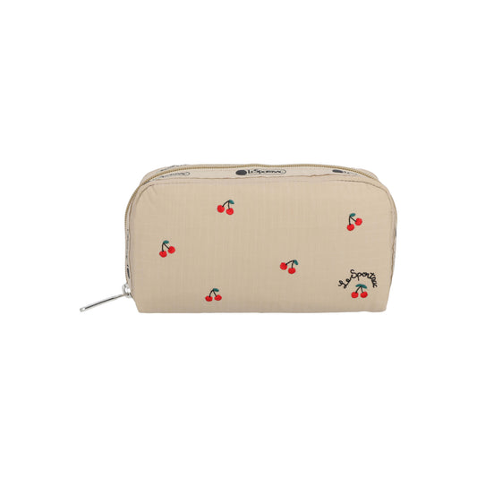 Rectangular Cosmetic Cherry Embroidery
