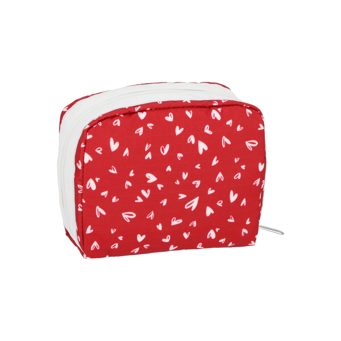 Square Cosmetic Red Mini Hearts White