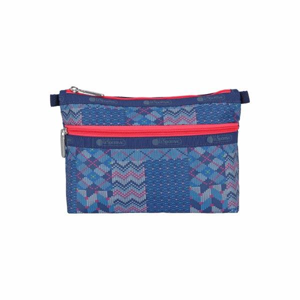 Patchwork Knit Cosmetic Clutch