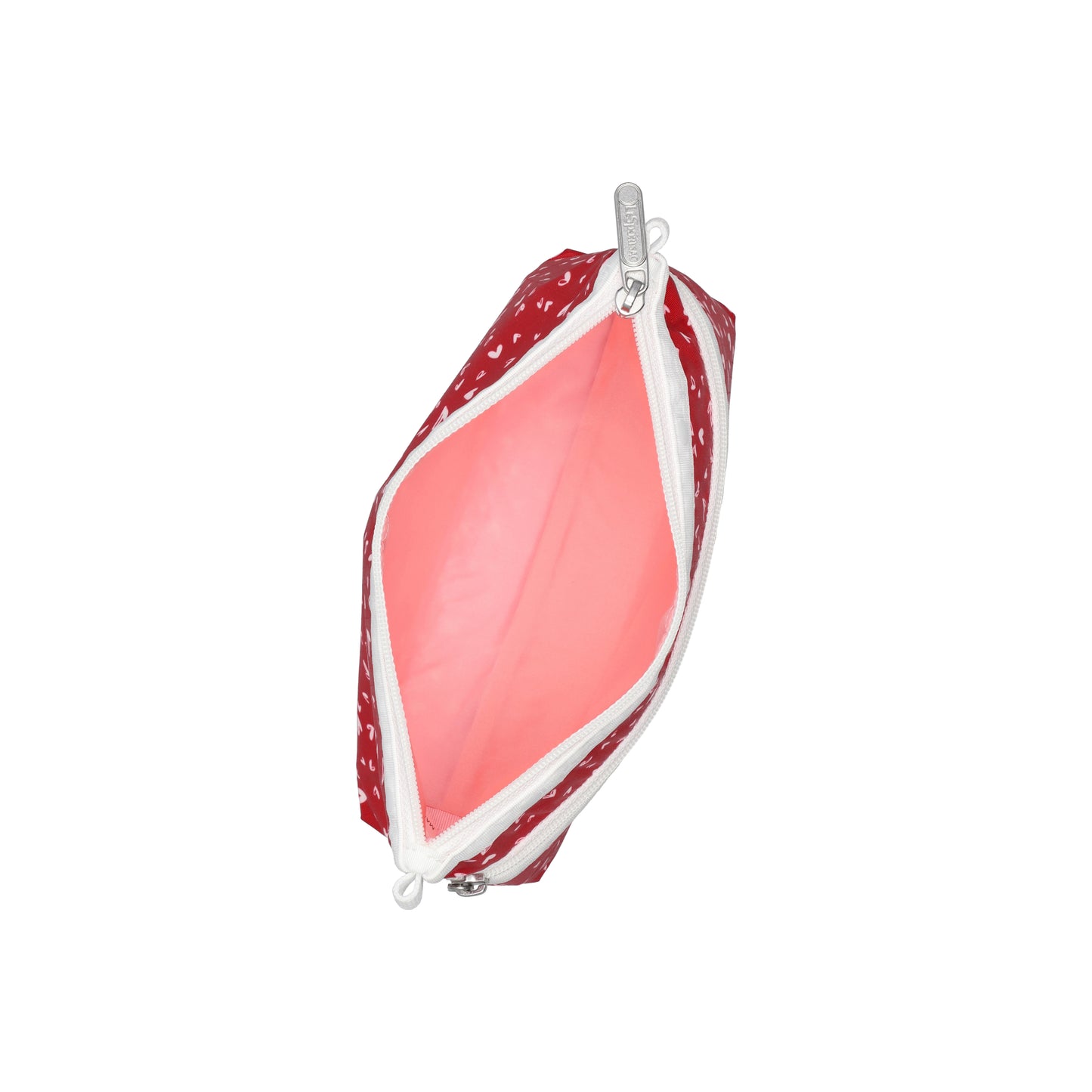 Cosmetic Clutch Red Mini Hearts White