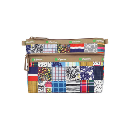 50th Grid Patchwork Cosmetic Clutch