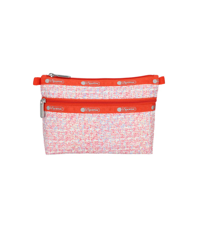 Cosmetic Clutch Weave Pink