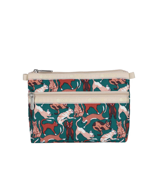 Cosmetic Clutch Curious Cats Green