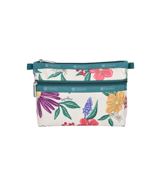 Cosmetic Clutch Graphic Floral Ivory