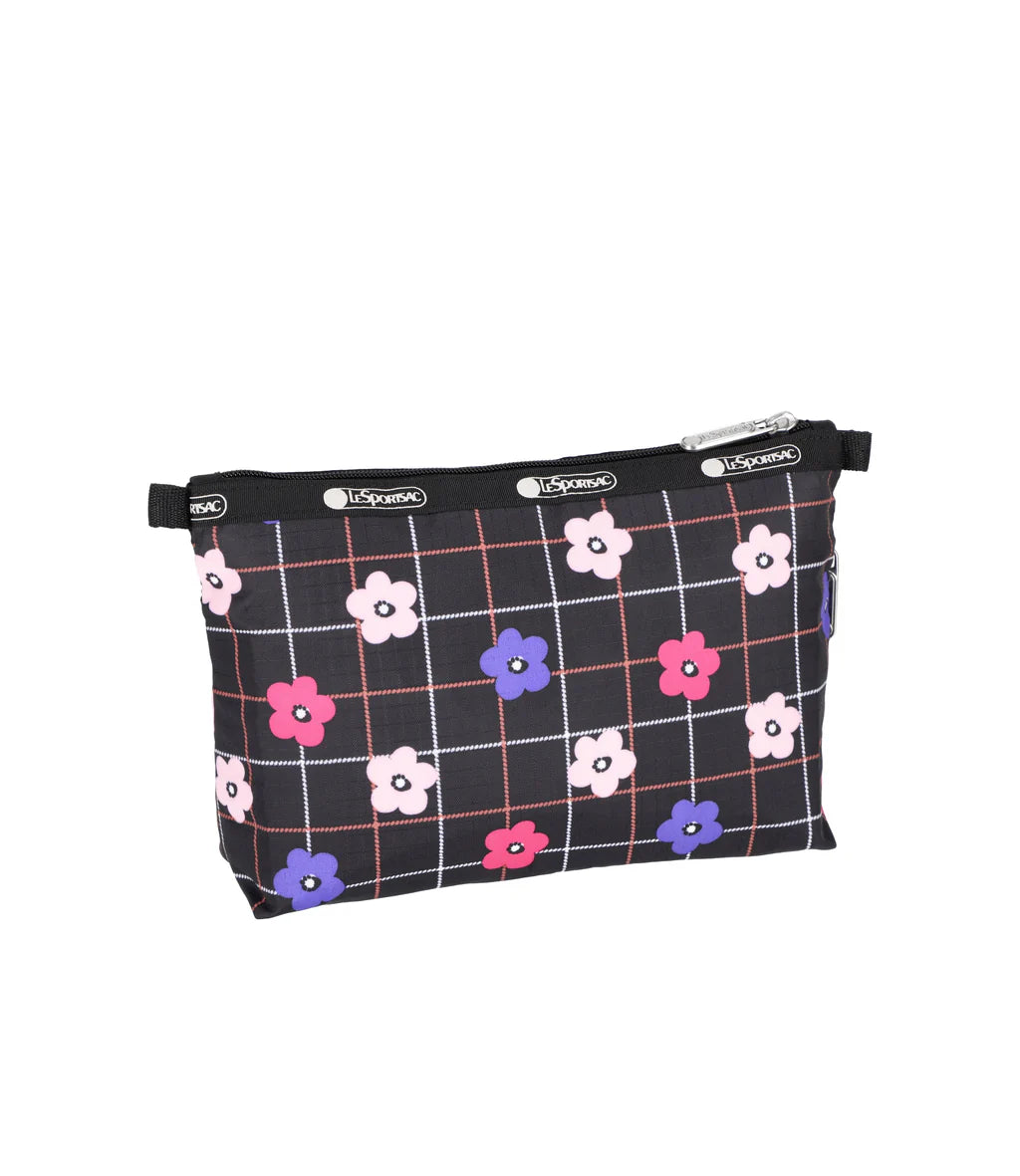 Cosmetic Clutch Floral Plaid