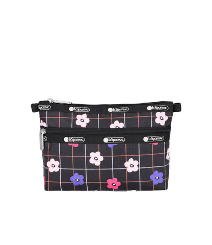 Cosmetic Clutch Floral Plaid