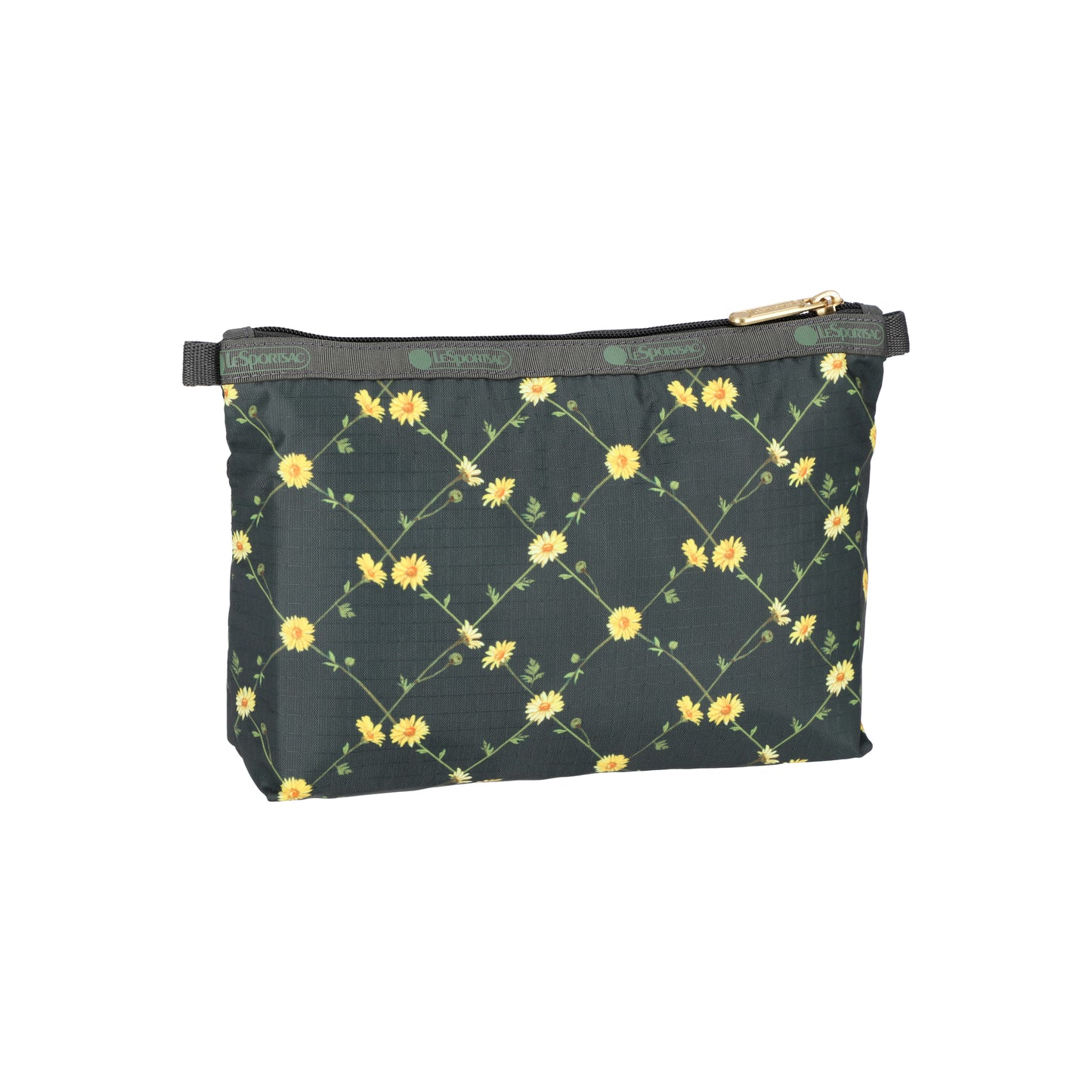 Cosmetic Clutch Daisy Cross Green