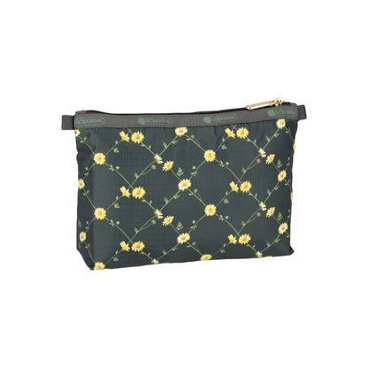 Cosmetic Clutch Daisy Cross Green