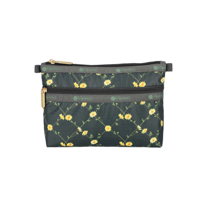 Cosmetic Clutch Daisy Cross Green