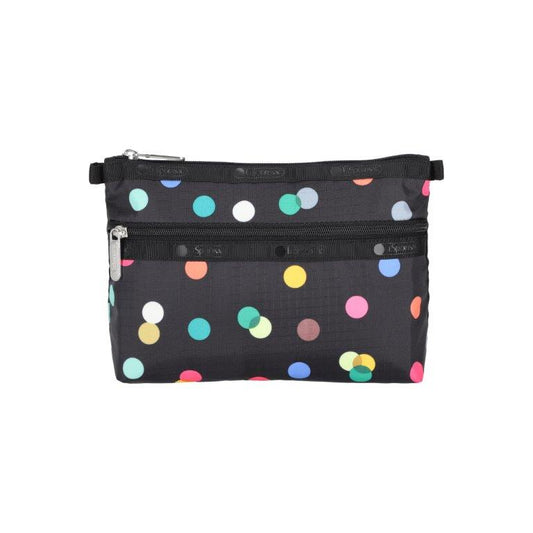 Cosmetic Clutch Multicolor Dots Black