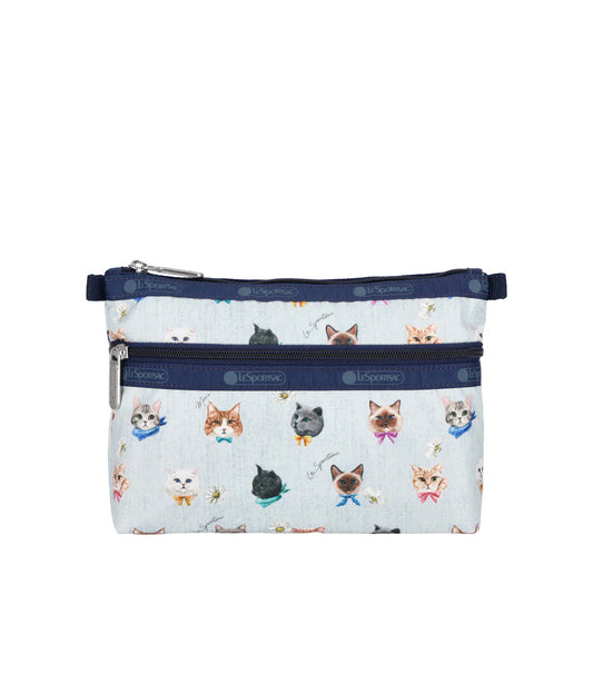 Cosmetic Clutch Playful Cats Sky Blue