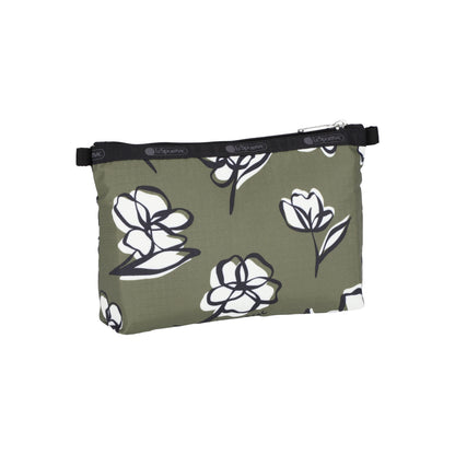 Cosmetic Clutch Olive Floral Silhouette