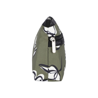 Cosmetic Clutch Olive Floral Silhouette