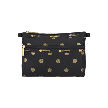 Cosmetic Clutch Gold Glitter Dots