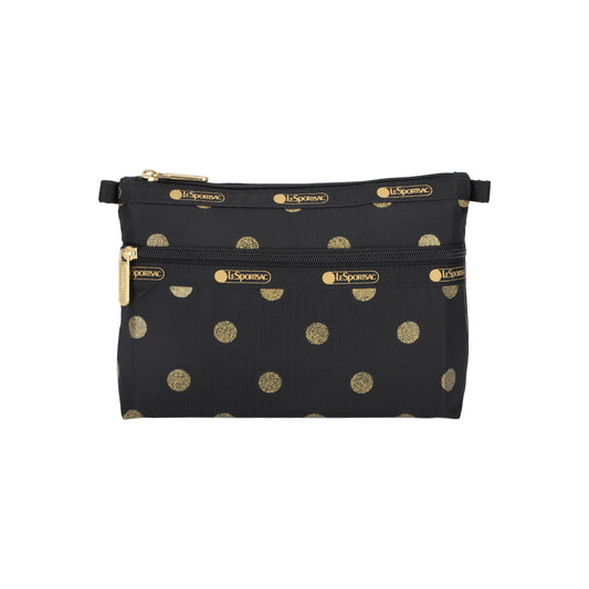 Cosmetic Clutch Gold Glitter Dots