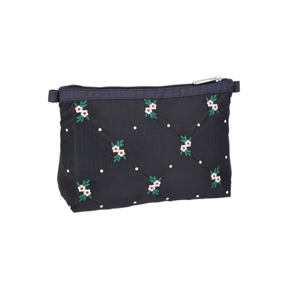 Cosmetic Clutch Floral Lattice Embroidery