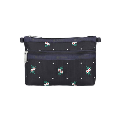 Cosmetic Clutch Floral Lattice Embroidery