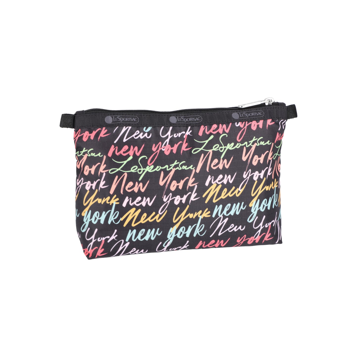 Cosmetic Clutch Nyc Script Black
