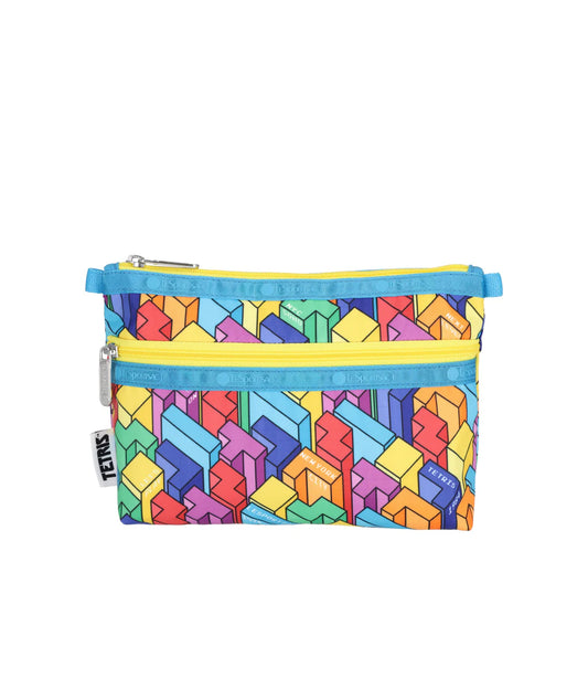 LeSportsac x Tetris Cosmetic Clutch Tetrimino City Blocks/Turquoise