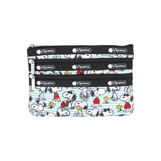 Snoopy and Woodstock 3-Zip Cosmetic Pouch